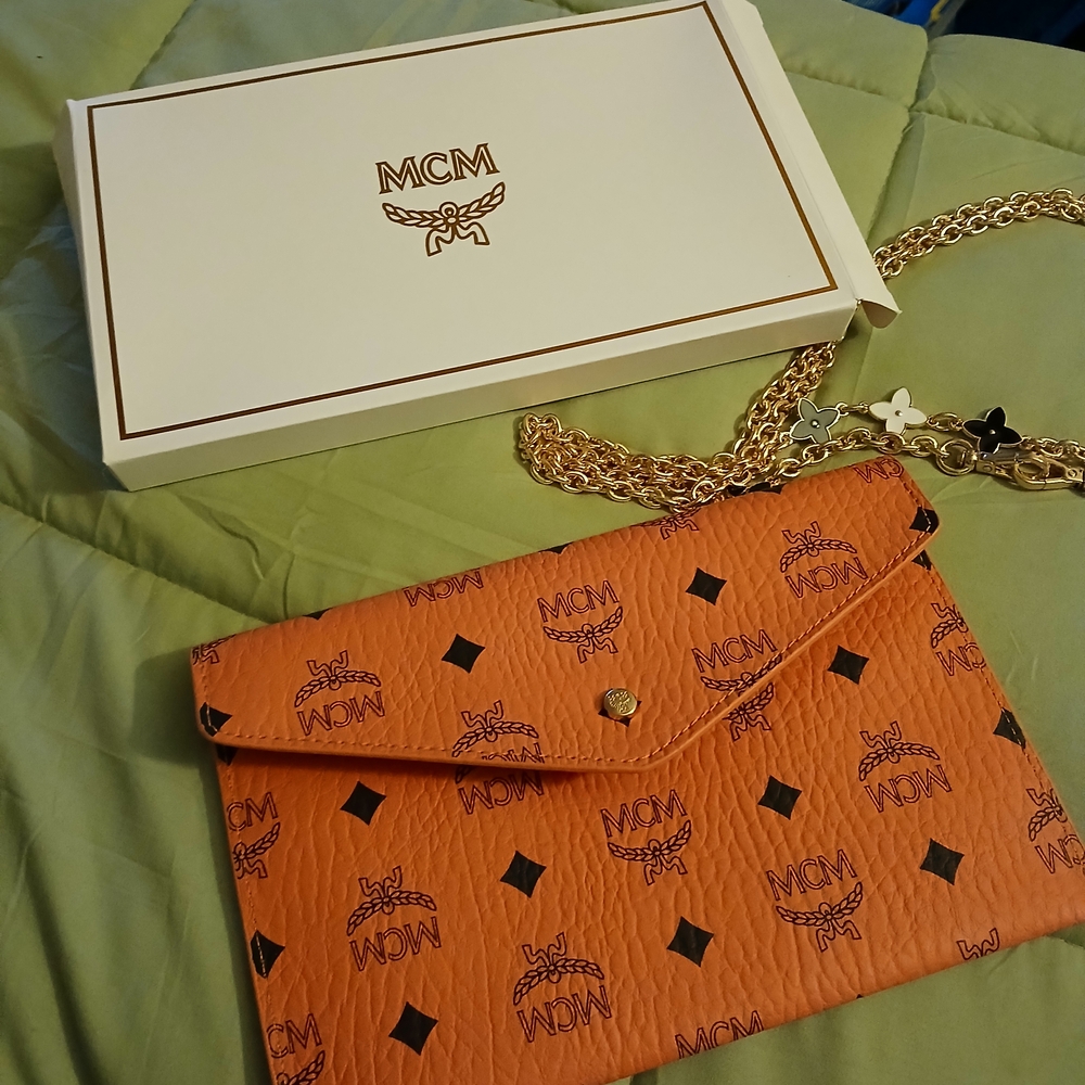 MCM Orange Envelope Clutch